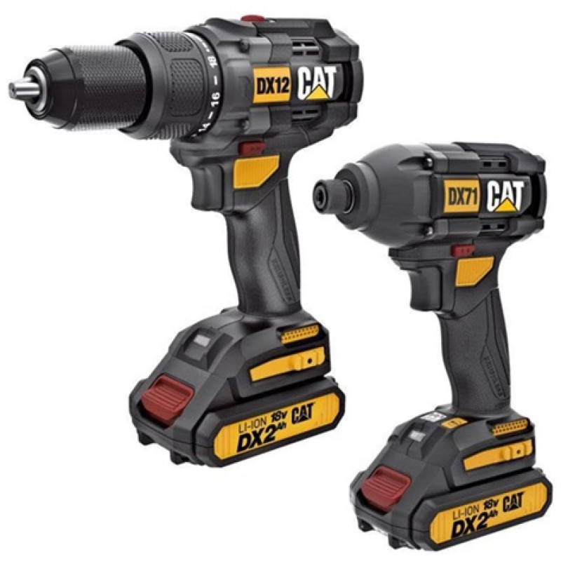 CAT 18V Cordless Hammer Drill and Impact Driver Combo Kit with Two Batteries