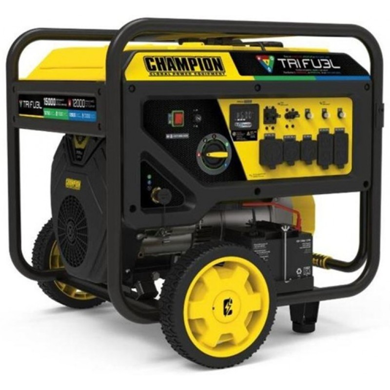 Champion Power Equipment 12000 Watt Tri-Fuel Generator Portable with Electric Start & CO Shield