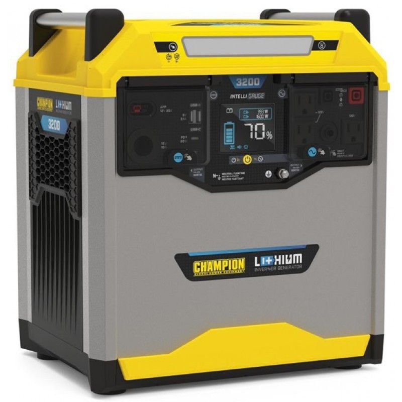 Champion Power Equipment 3276 Watt Hour 3200/1600W Power Station Lithium Ion Battery Solar Generator Portable