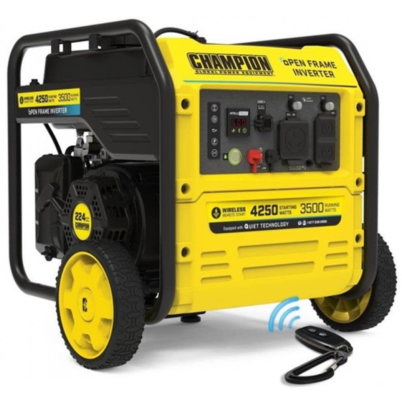 Champion Power Equipment 4250-Watt Wireless Remote Start Open Frame Inverter Generator with Quiet Technology