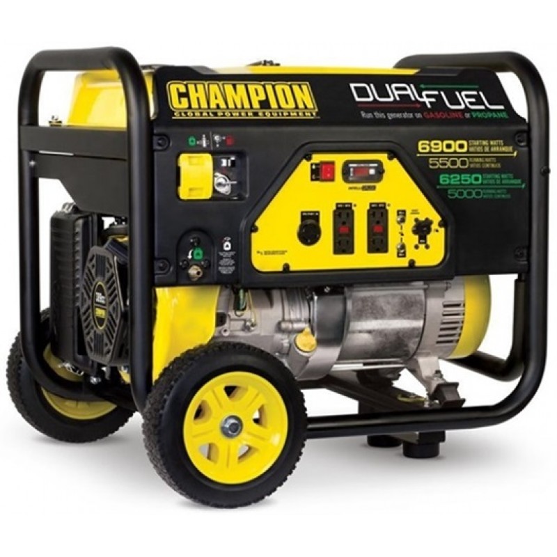 Champion Power Equipment 5500-Watt Dual Fuel Portable Generator with Wheel Kit