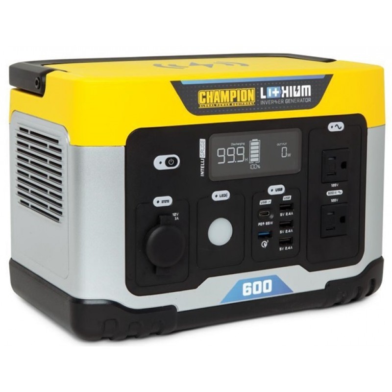 Champion Power Equipment 579-Wh Power Station 1200/600-Watt Portable Lithium-Ion Battery Solar Generator