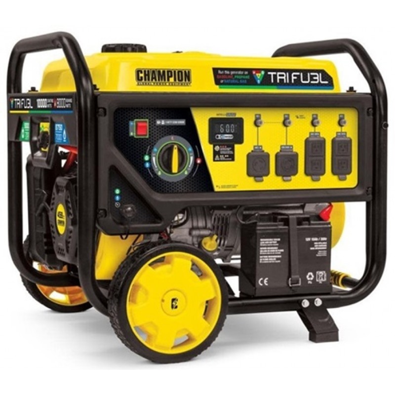 Champion Power Equipment Tri Fuel Portable Natural Gas Generator with CO Shield Electric Start 8000Watt