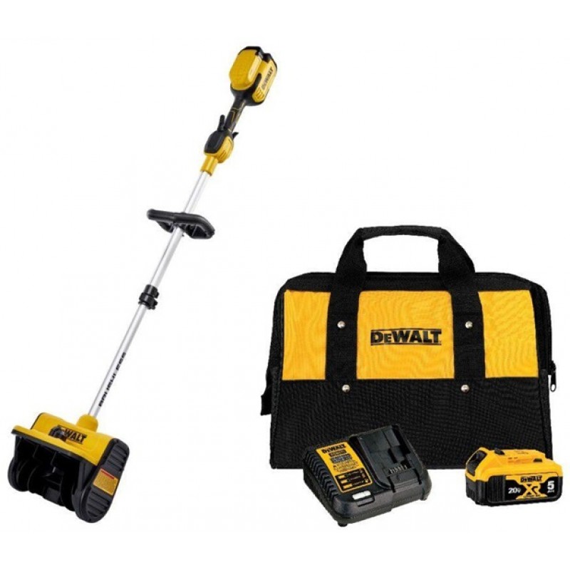 DEWALT 20V 10 Inch Cordless Electric Snow Shovel with 20V MAX 5.0 Ah Battery Charger Kit with Bag Bundle