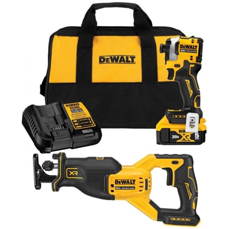 DEWALT 20V MAX 1/4in Impact Driver & Reciprocating Saw Combo Kit Bundle