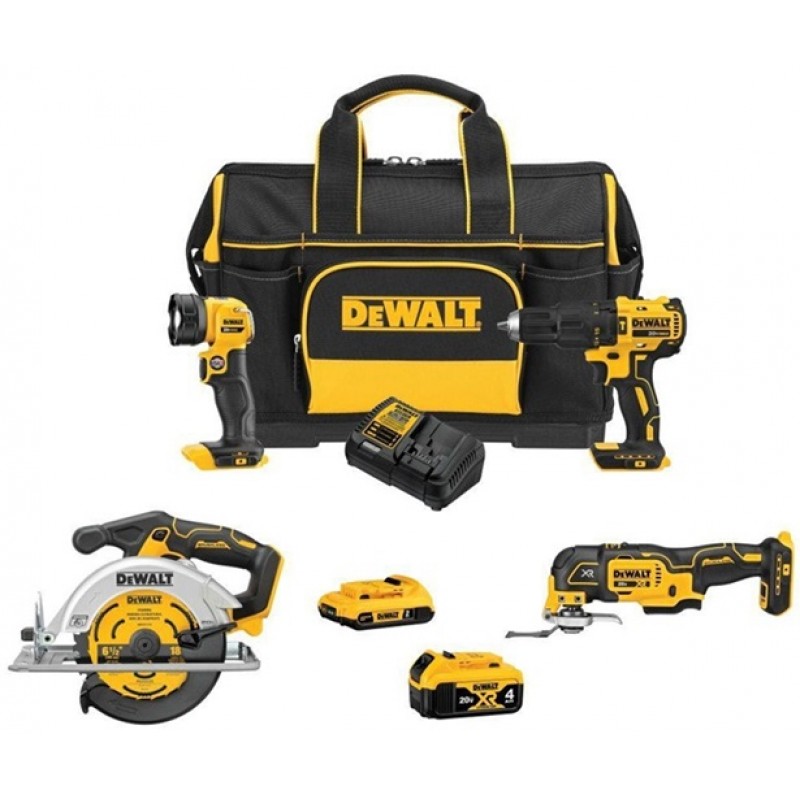 DEWALT 20V MAX 4 Tool Combo Kit with Medium Site Ready