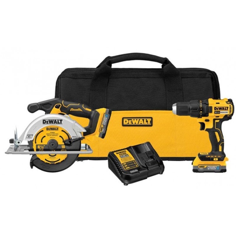 DEWALT 20V MAX Circular Saw & Drill Combo POWERSTACK Kit