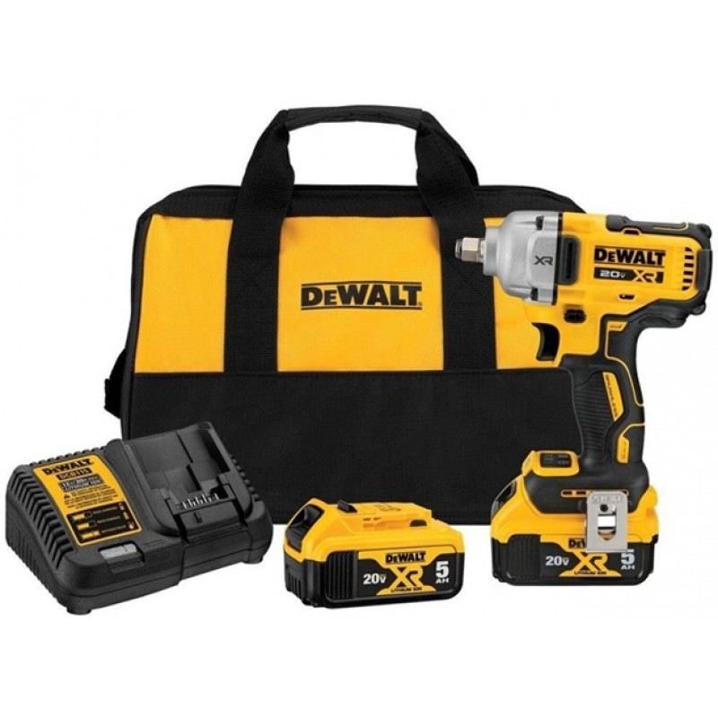 DEWALT 20V MAX XR 1/2in Mid Range Impact Wrench Kit with Hog Ring Anvil