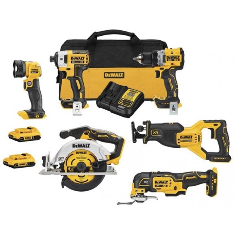 DEWALT 20V MAX XR BRUSHLESS 6-TOOL COMBO KIT With 2.0Ah Batteries