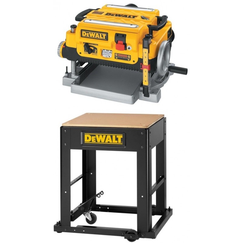 DEWALT Thickness Planer 13in Three Knife 2 Speed with Mobile Stand Bundle