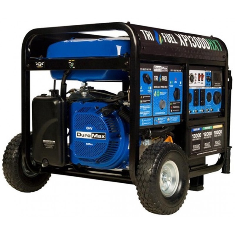 Duromax Generator with CO Alert 13000Watt 500cc Tri Fuel Gas Propane Natural Gas Portable