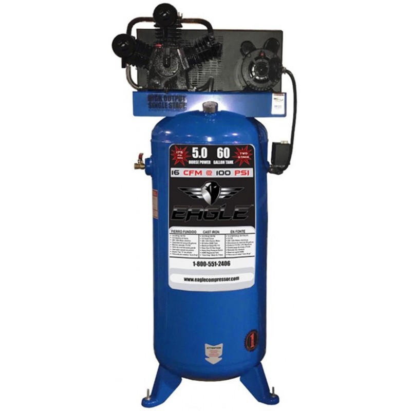 Eagle Compressor 5 HP 60 Gallon Vertical Stationary Electric Air Compressor