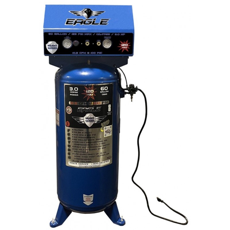 Eagle Compressor Silent Series Air Compressor 60 Gallon Electric Portable