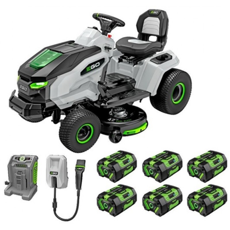 EGO 42in Lawn Tractor with 6Ah Battery 6pk, Turbo Charger & Adapter Kit