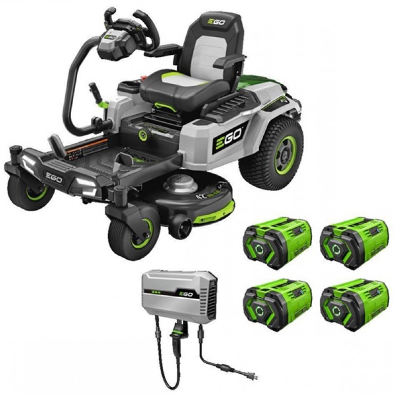 EGO POWER+ 42 Zero Turn Radius Lawn Mower Kit with e-STEER Technology with 4 x 12Ah Batteries & Charger