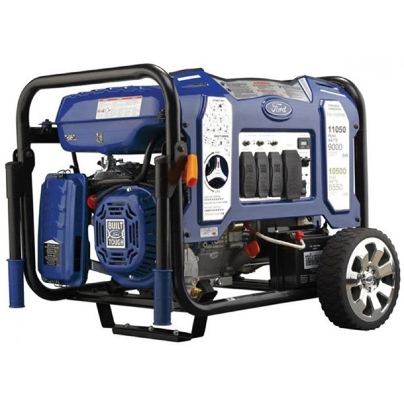 Ford 11050/9000-Watt Dual Fuel Gasoline/Propane Powered Electric/Recoil Start Portable Generator with 457 CC Ducar Engine