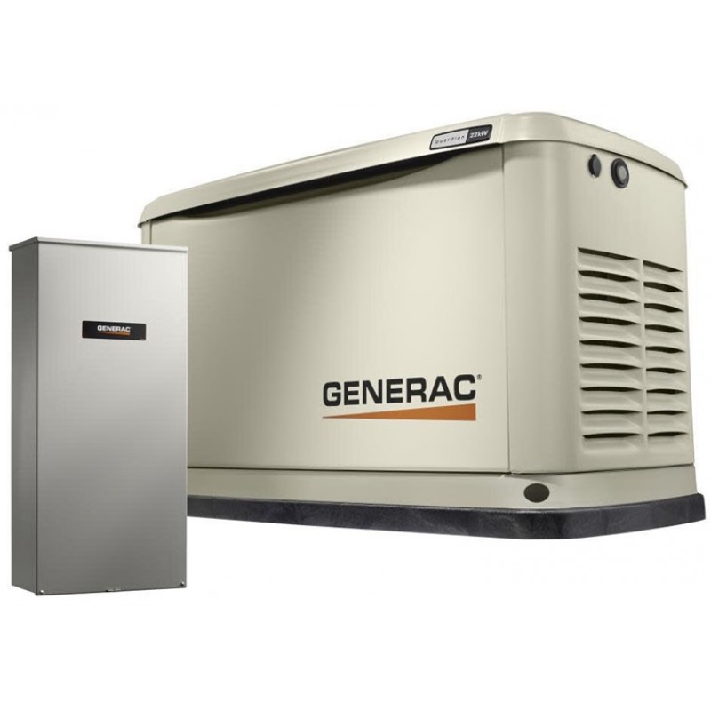 Generac Guardian Series 70432 22kwith 19.5kW Air Cooled Home Standby Generator with WiFi with Whole House 200 Amp Transfer Switch (non CUL)