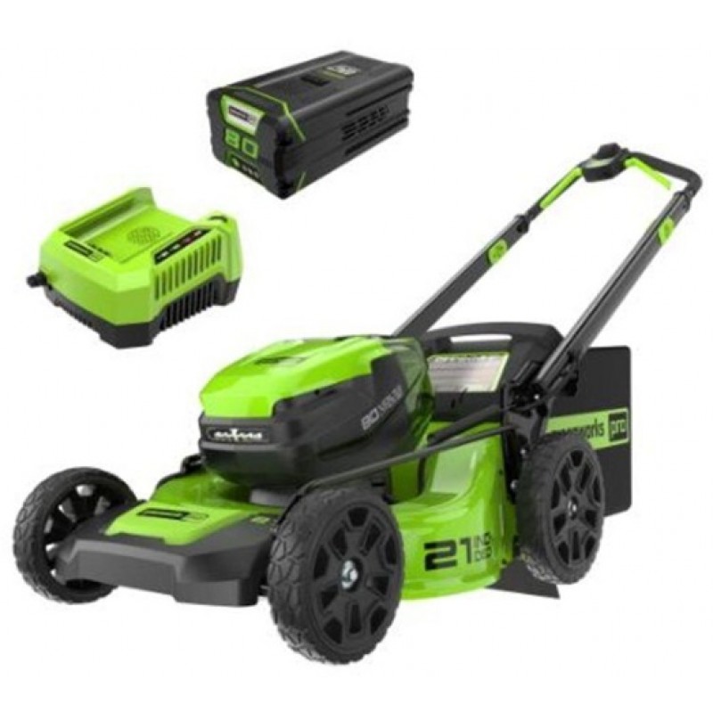 Greenworks 80V 21in Battery Powered Push Lawn Mower Kit with 4Ah Battery & Charger