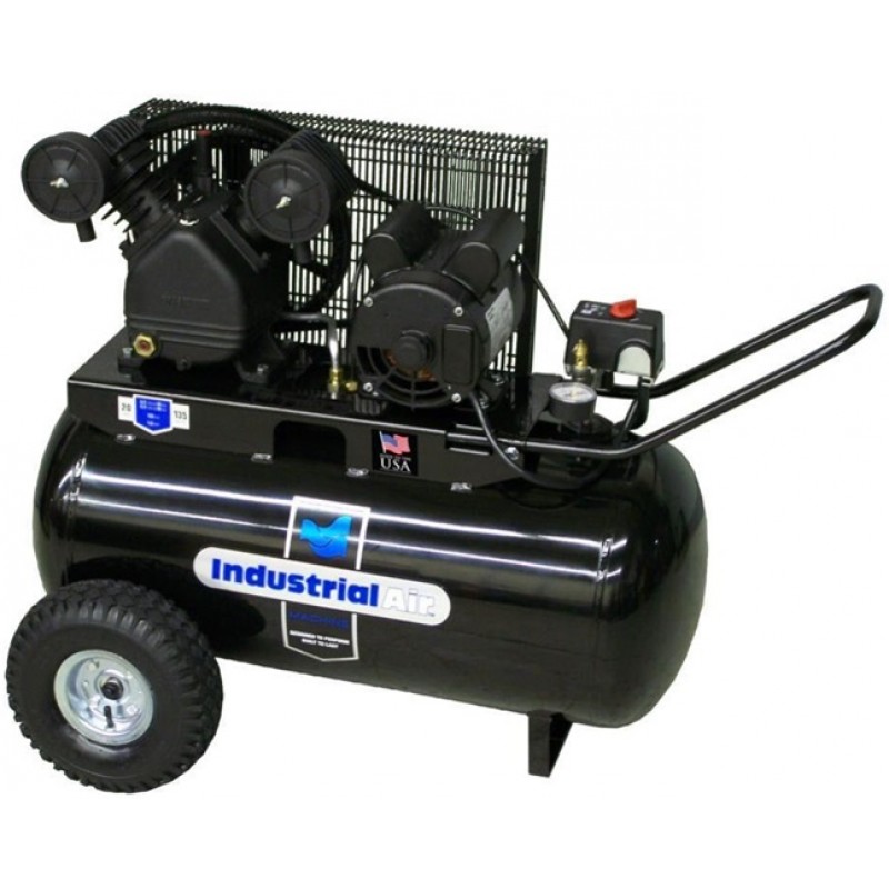 Industrial Air Compressor 20 Gallon 1.6 HP Portable Cast Iron Belt Drive