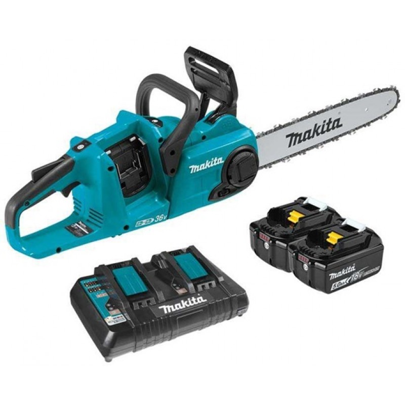 Makita 18V X2 (36V) LXT Chain Saw Kit 14in Cordless Brushless with 4 5.0Ah Batteries