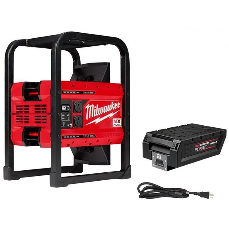 Milwaukee MX FUEL CARRY-ON 3600W/1800W Power Supply and Charger with MX FUEL REDLITHIUM FORGE HD12.0