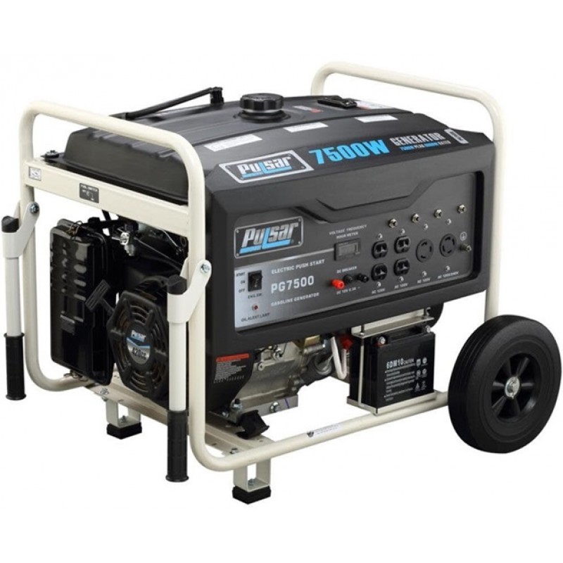 Pulsar Products PG7500 7500W Peak 6000W Rated Portable Gas-Powered Generator with Electric Start