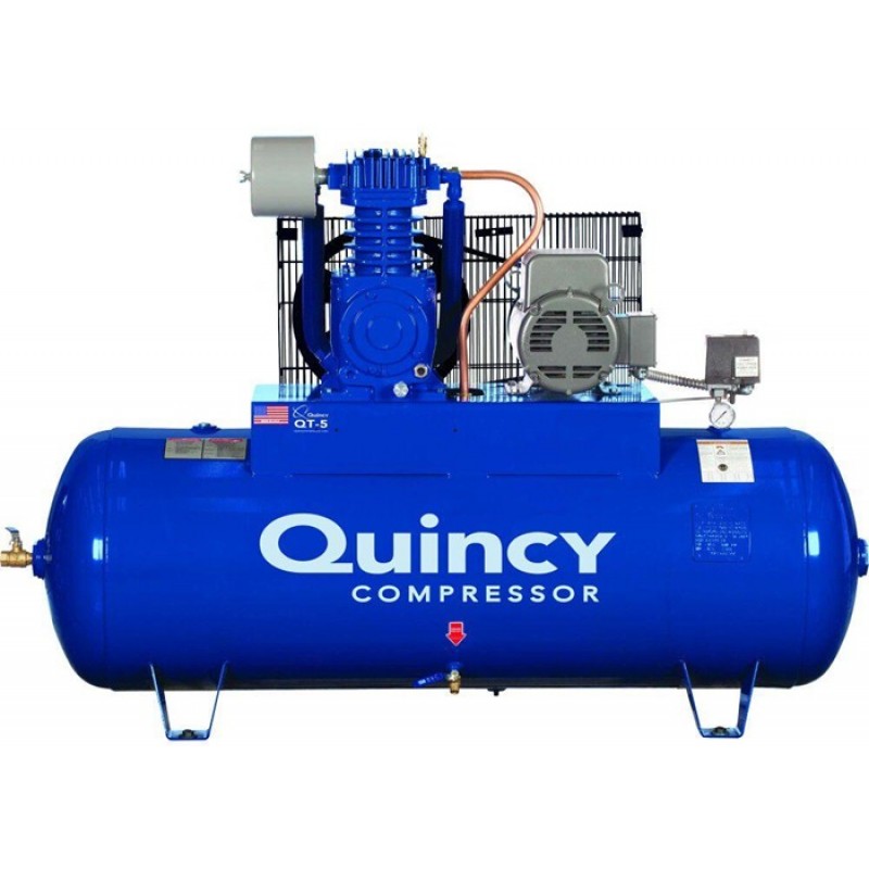 Quincy Reciprocating Air Compressor 5HP 80 Gallon Horizontal