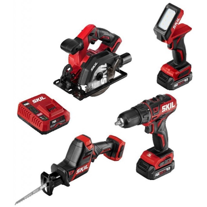 SKIL PWRCore 12 Brushless 12V 4 Tool Combo Kit with PWR JUMP Charger