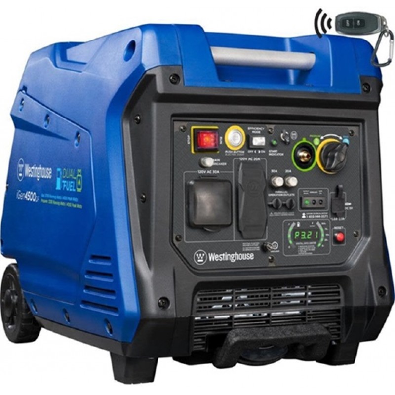 Westinghouse Outdoor Power iGen Dual Fuel Inverter Portable Generator 3700 Rated 4500 Surge Watt with Remote Start